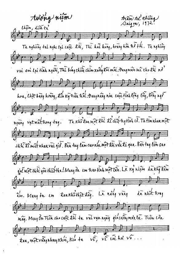 Sheet nhạc Tưởng Niệm